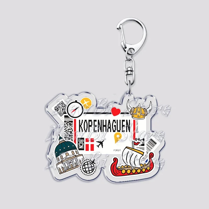 Hot Boarding Pass Keychains for Accessories Bag  NEW YORK TOKYO SEOUL PARIS LONDON Travel Souvenir Tickets Keyring Friends Gifts