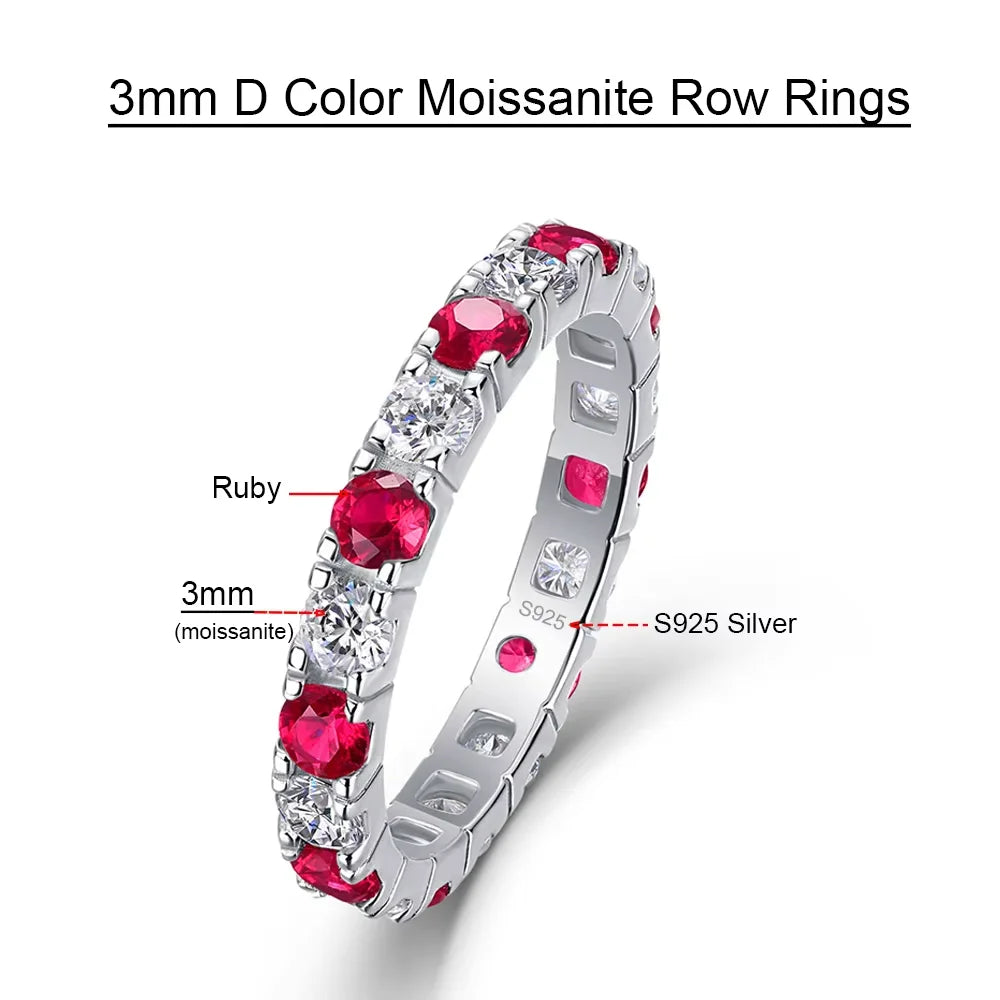 Serenity 3mm D Color Moissanite Rings Women Anniversary Gift S925 Sterling Silver Rings Sapphire Ruby Emerald Bands Fine Jewelry - Madeinsea©