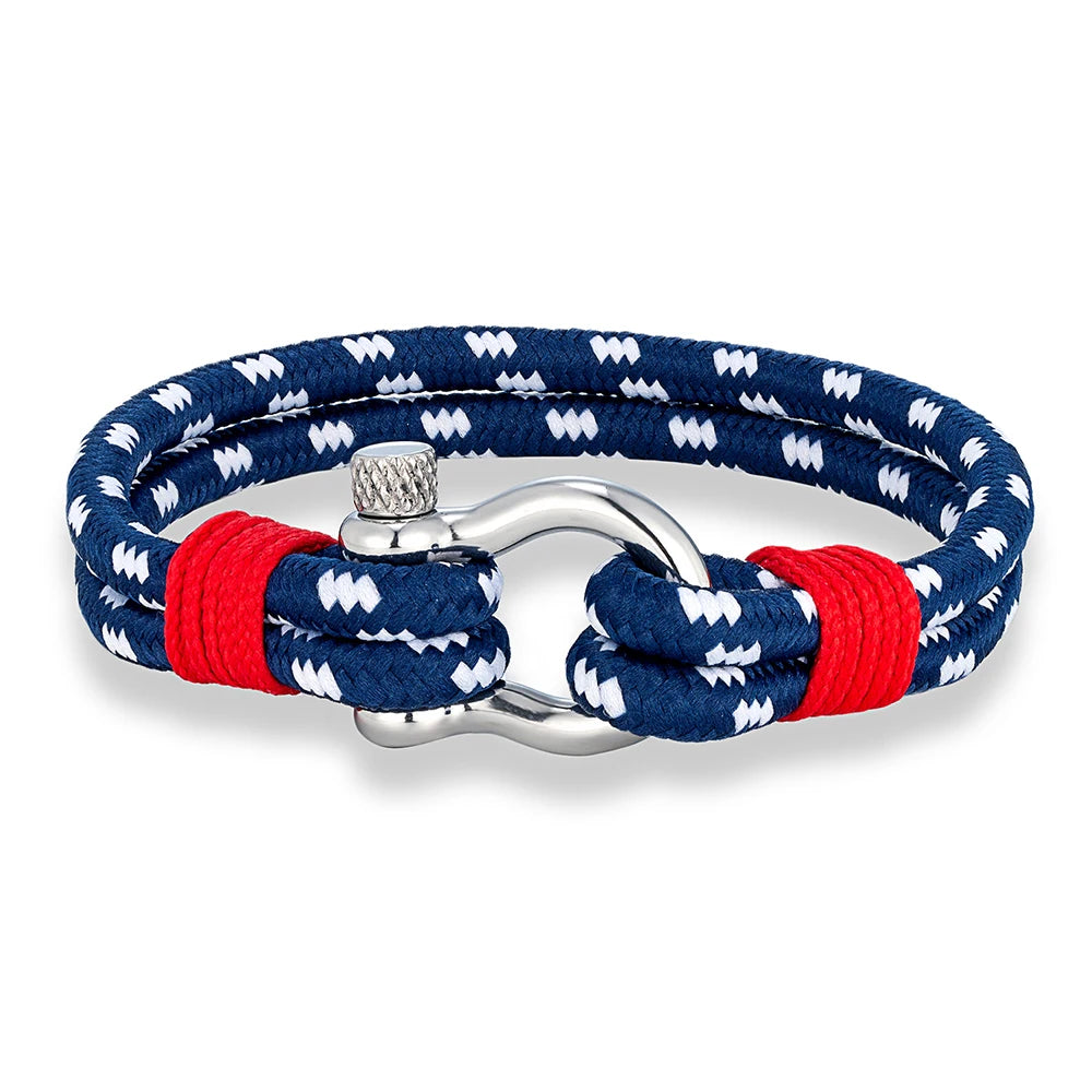 MKENDN Ocean Blue Double Strand Nylon Bracelet for Men Inspired Woven Accessory with Clasp Perfect Unique Lifeguard Gift