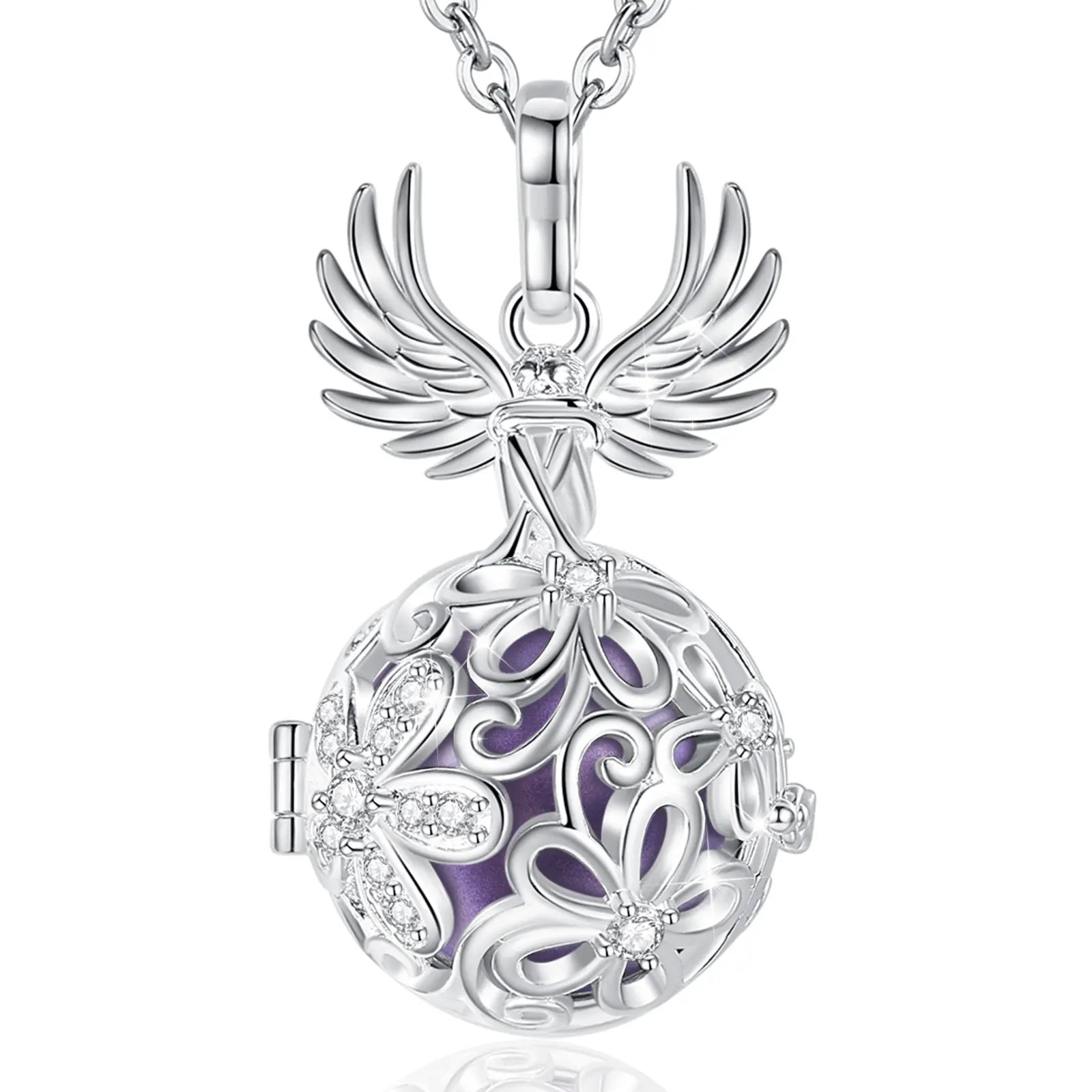 Eudora Collier Bola de Grossesse Necklace 18MM Ball Flower Angel Caller Musical Bell Pendant DIY Jewelry Gift for Pregnant Women