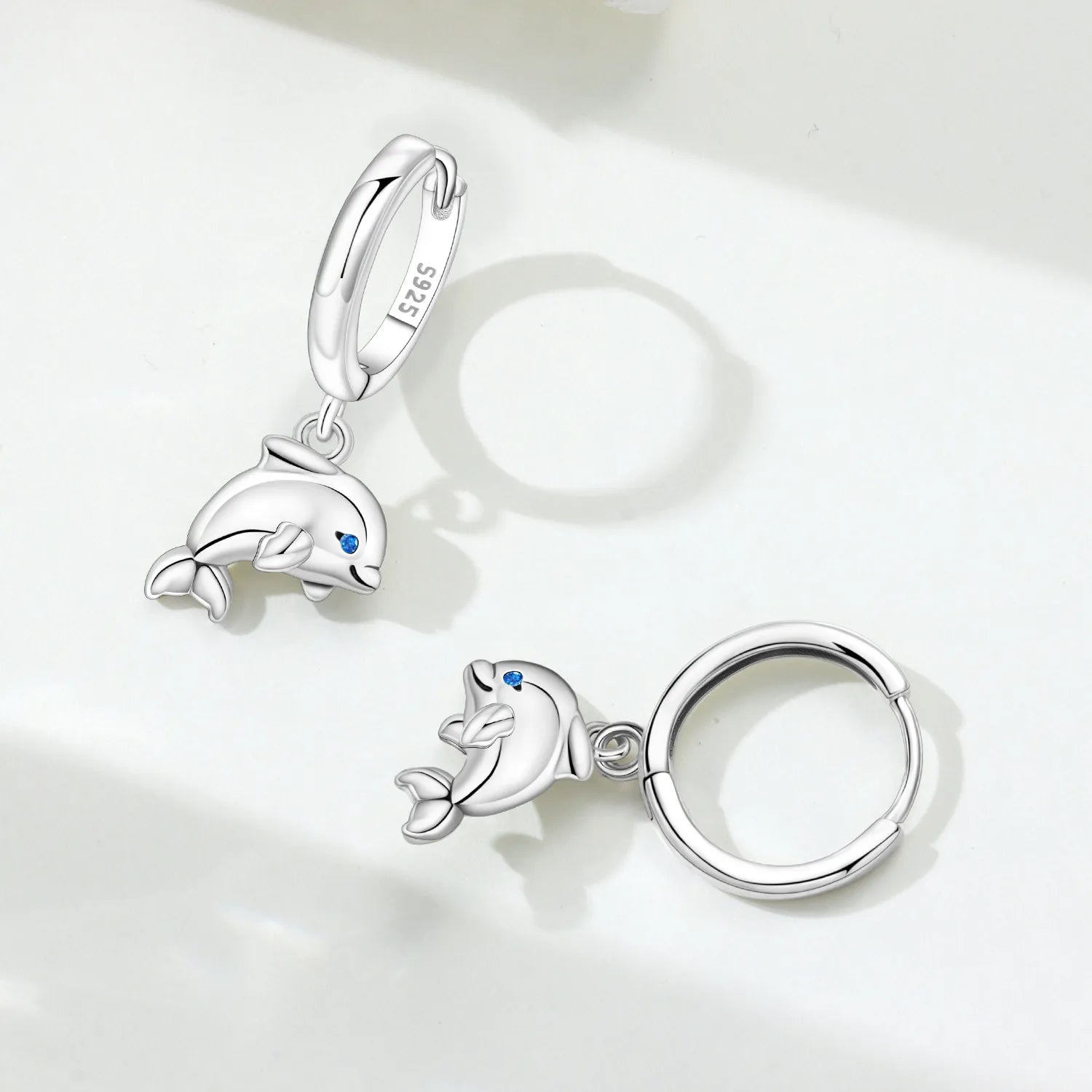 PANPOKI 925 Sterling Silver Dolphin Marine Animal Drop Earrings Women Earrings Charm Fashion Versatile Party Jewelry Gifts