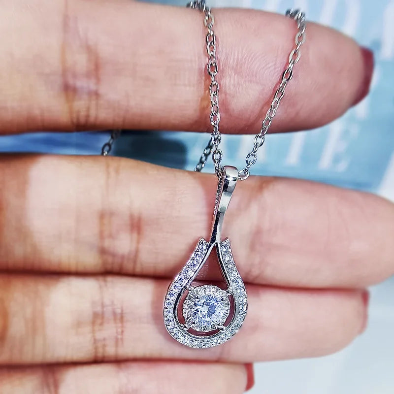 Real 925 Sterling Silver Diamond Necklace Pure Natural Diamond Pendant Christmas Jewelry S925