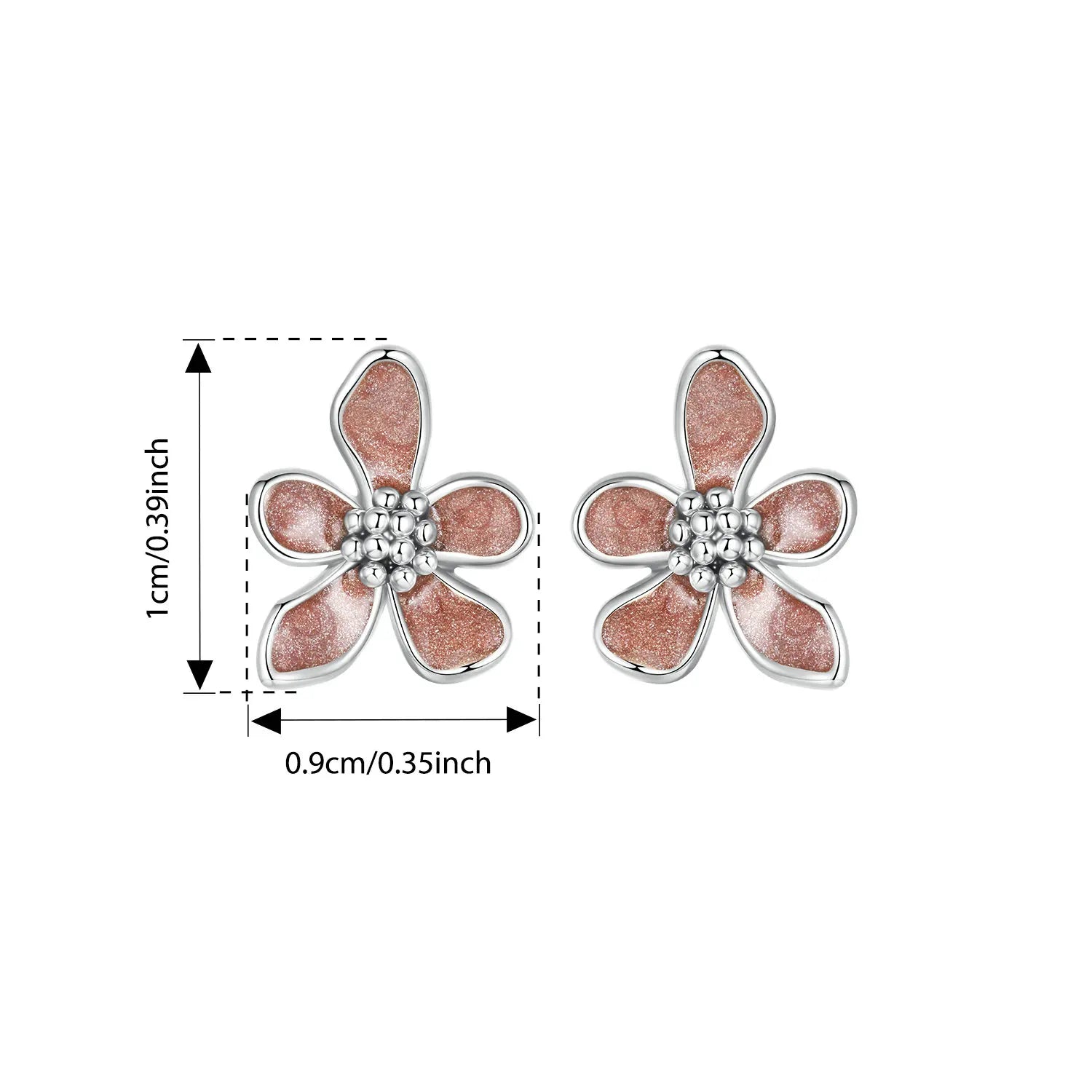 BISAER Autumn Flowers Stud Earrings 925 Sterling Silver Yellow Enamel Process Stud Ear for Women Party Fine Jewelry Gifts