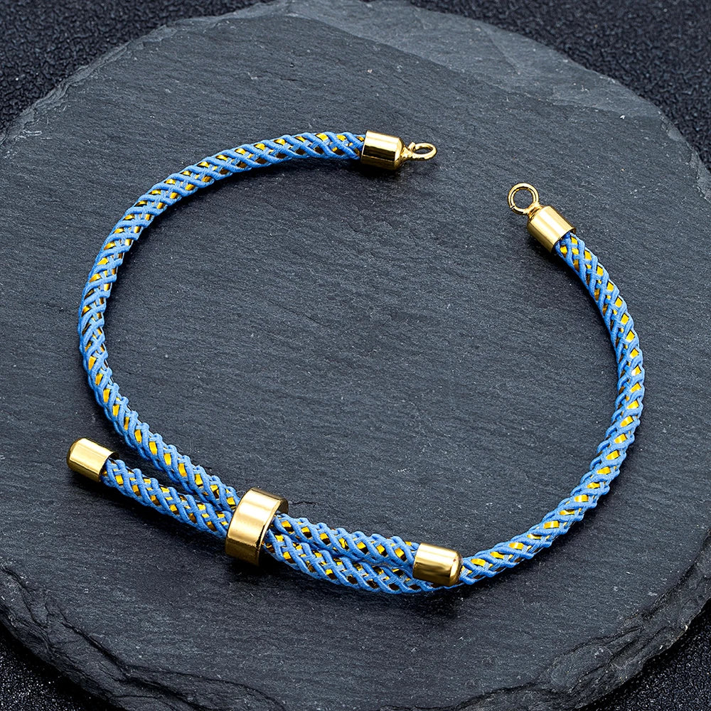 MKENDN Adjustable Rope Cord Sliding Bracelet with Slider Silk Cord Bracelet  Braided Rope Bracelet 3mm String Bracelet for Bead