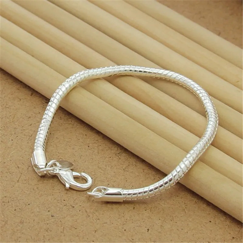 Noble 925 Sterling Silver Square Solid Chain Bracelet for Women Men Charm Party Gift Wedding Fashion Jewelry - Madeinsea©