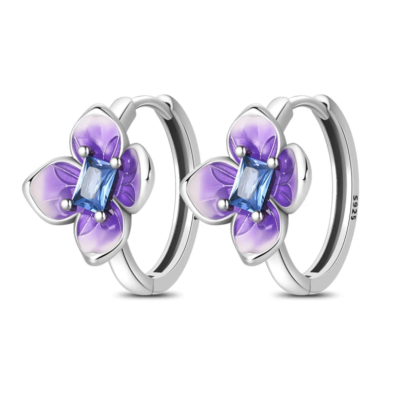 Springtime Earrings For Women 925 Silver Plated Double Hoop Butterfly Bees Ladybird Insect Earrings Party Jewelry Birthday Gifts
