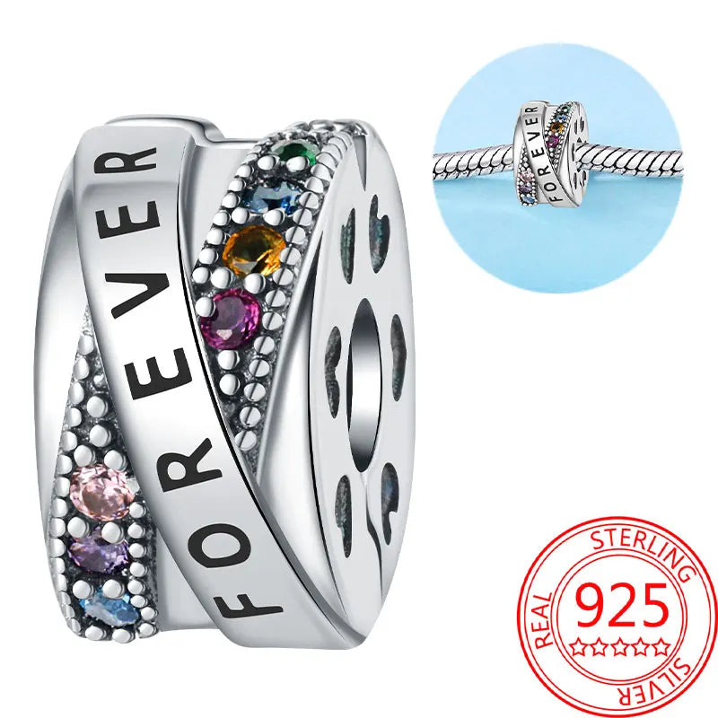 925 Sterling Silver Sparkling Pink Heart Charm Pendant Beads Fit Original Bracelet for Women Valentine Day Jewelry Gifts