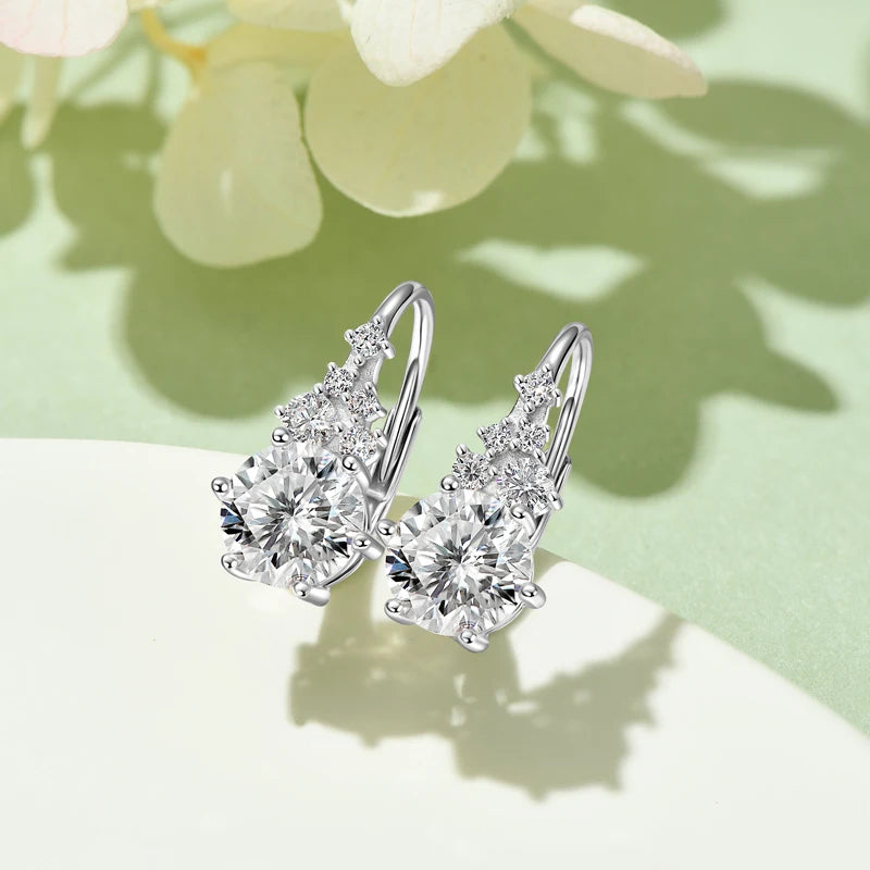IOGOU All D vvs1 Round 1.12CT Moissanite Clip-on Earrings for Women 925 Sterling Silver  Luxury High Quality Engagement Jewelry