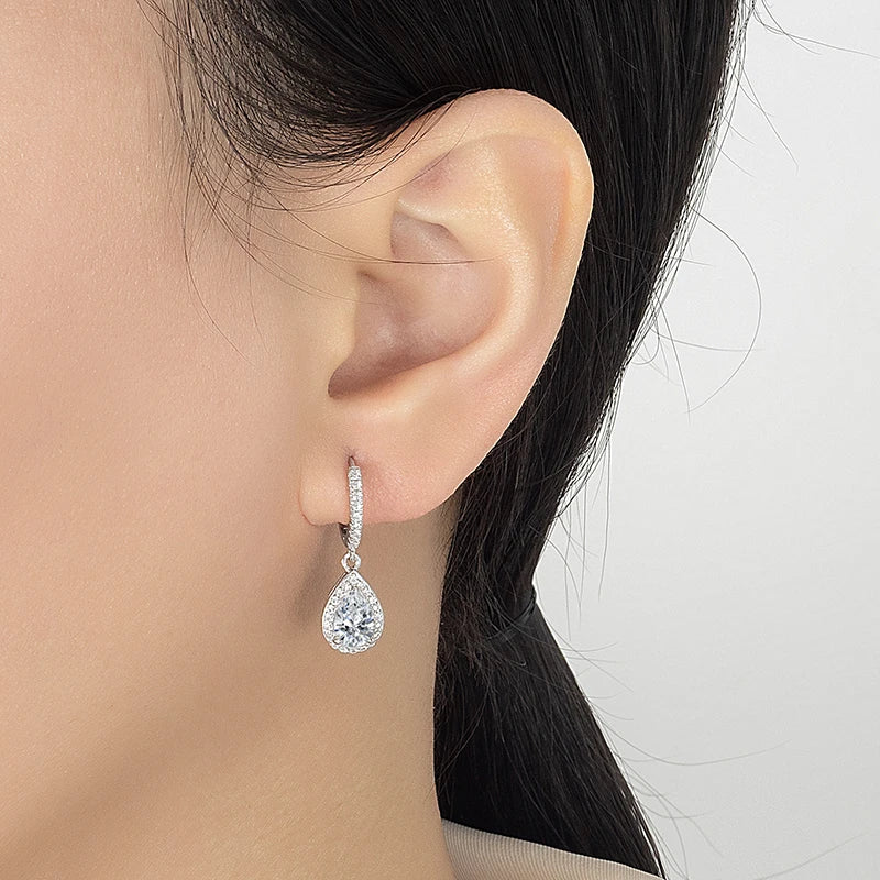 PERFANY 1CT Pear Cut Moissanite Earrings for Women S925 Pure Silver Laboratory Cultivated Diamonds Elegant Wedding Jewelry - Madeinsea©