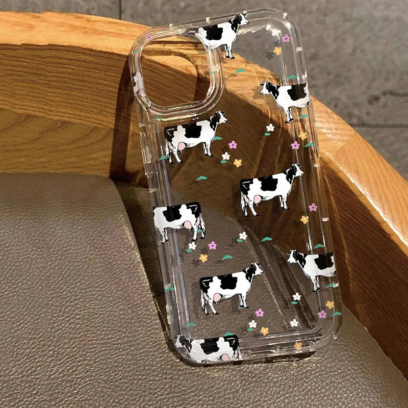 Creative Cow Pattern Clear Phone Case for Xiaomi Redmi Note 13 12 11 Pro Plus 5G 11S 10S 9S 9 10 4G Soft Transparent Cover
