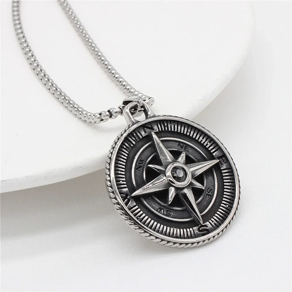 Stainless Steel Compass Pendant Necklace - Madeinsea©