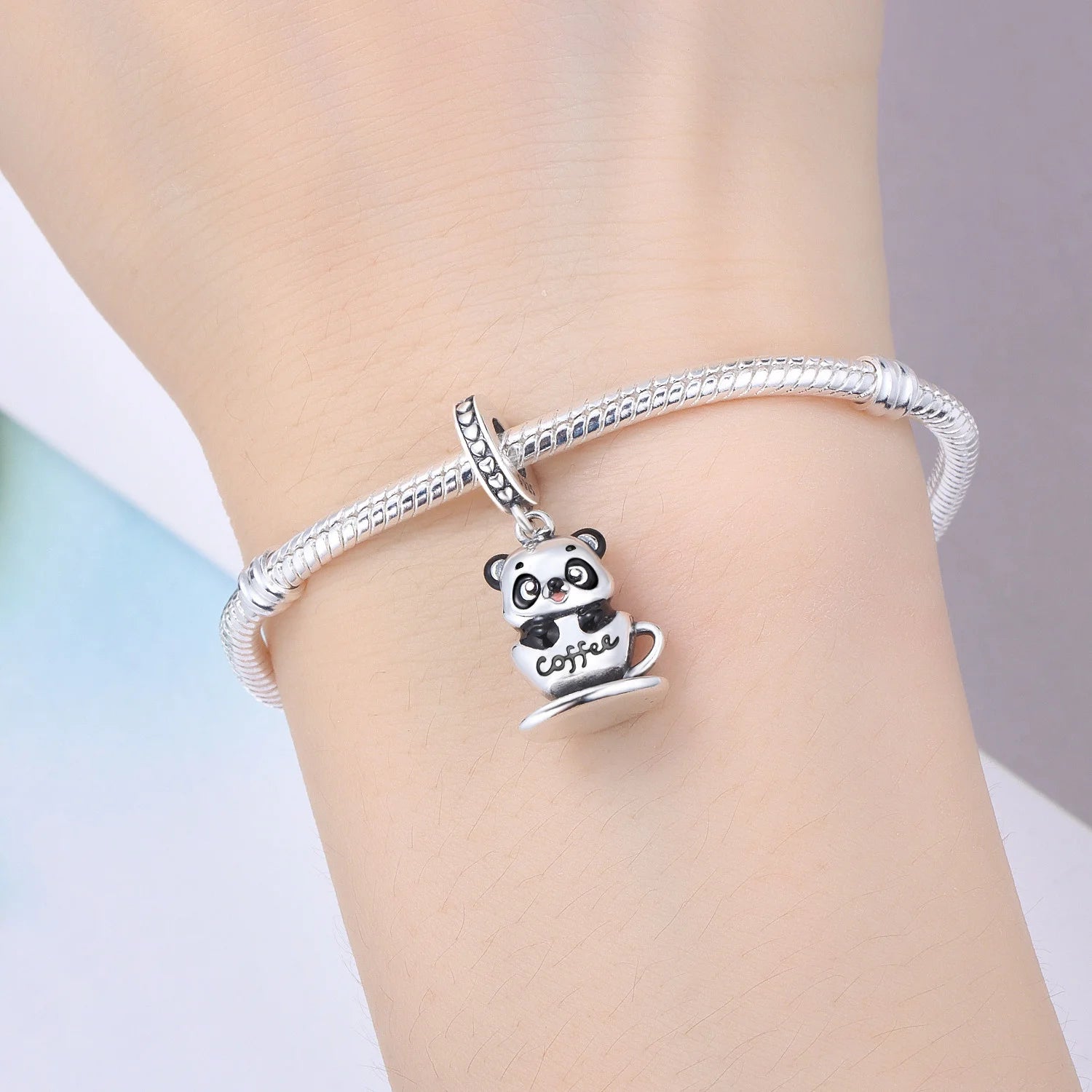 PANPOKI 925 Sterling Silver Panda Coffee Animal Beads Original Pendants Bracelet Charm Jewelry Party DIY Trendy Gifts