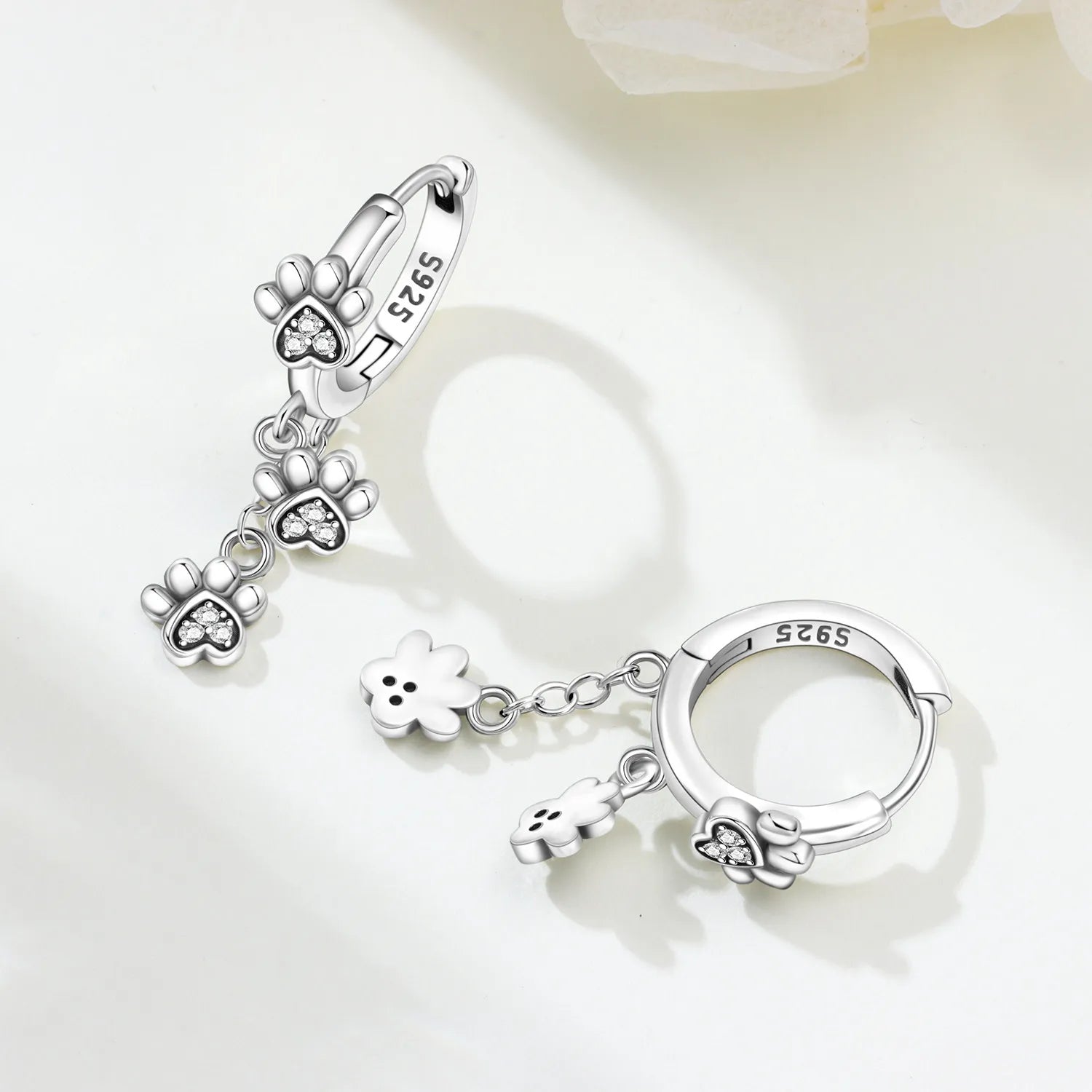 PANPOKI 925 Sterling Silver Tassel Dog Paw Print Drop Earrings Women Earrings Charm Fashion Versatile Party Jewelry Gifts