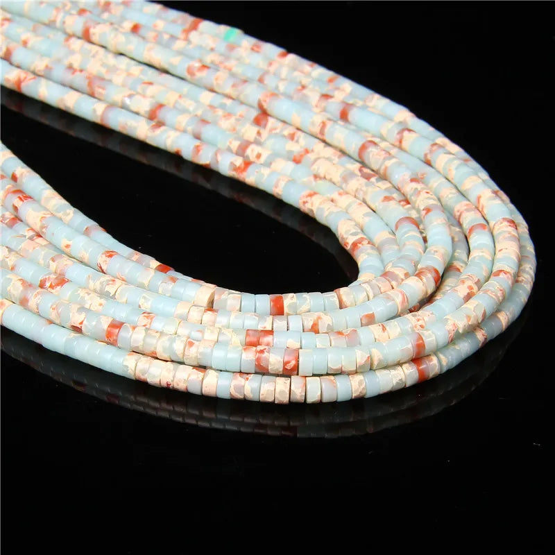 New Fashion Flat Disc Round Stone Bead 4x2MM Quartzs Imperial Agat Jaspers Loose Spacer Heishi Beads Jewelry Diy Accessories