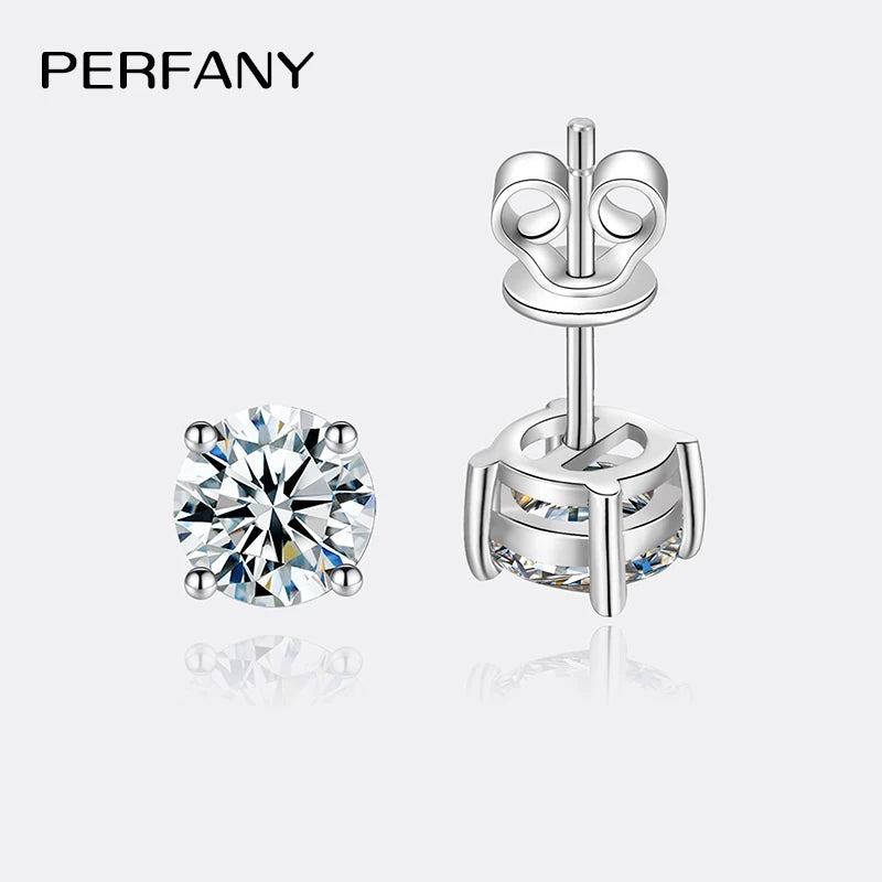 PERFANY 0.2-3CT Moissanite Earrings For Women S925 Pure Silver Classic Four Claw Diamond Earrings Wedding High-end Jewelry - Madeinsea©