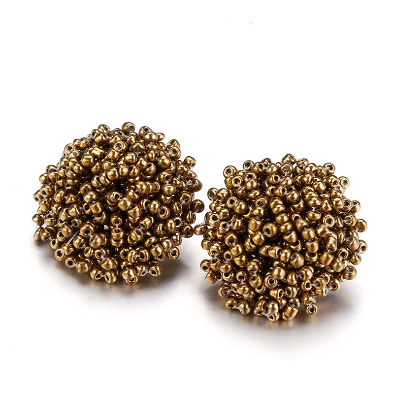 Aensoa Simple Multicolor Ethnic Resin Handmade Beaded Earrings For Women Accessories Bohemia Geometric Earrings Fashion Jewelry