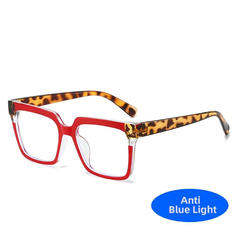 2025 TR90 Millennium Damen Quadratische Brille Bunter Rahmen Mode Polygon Klar Anti Blaues Licht Brillen Männer Optischer Leopardenrahmen
