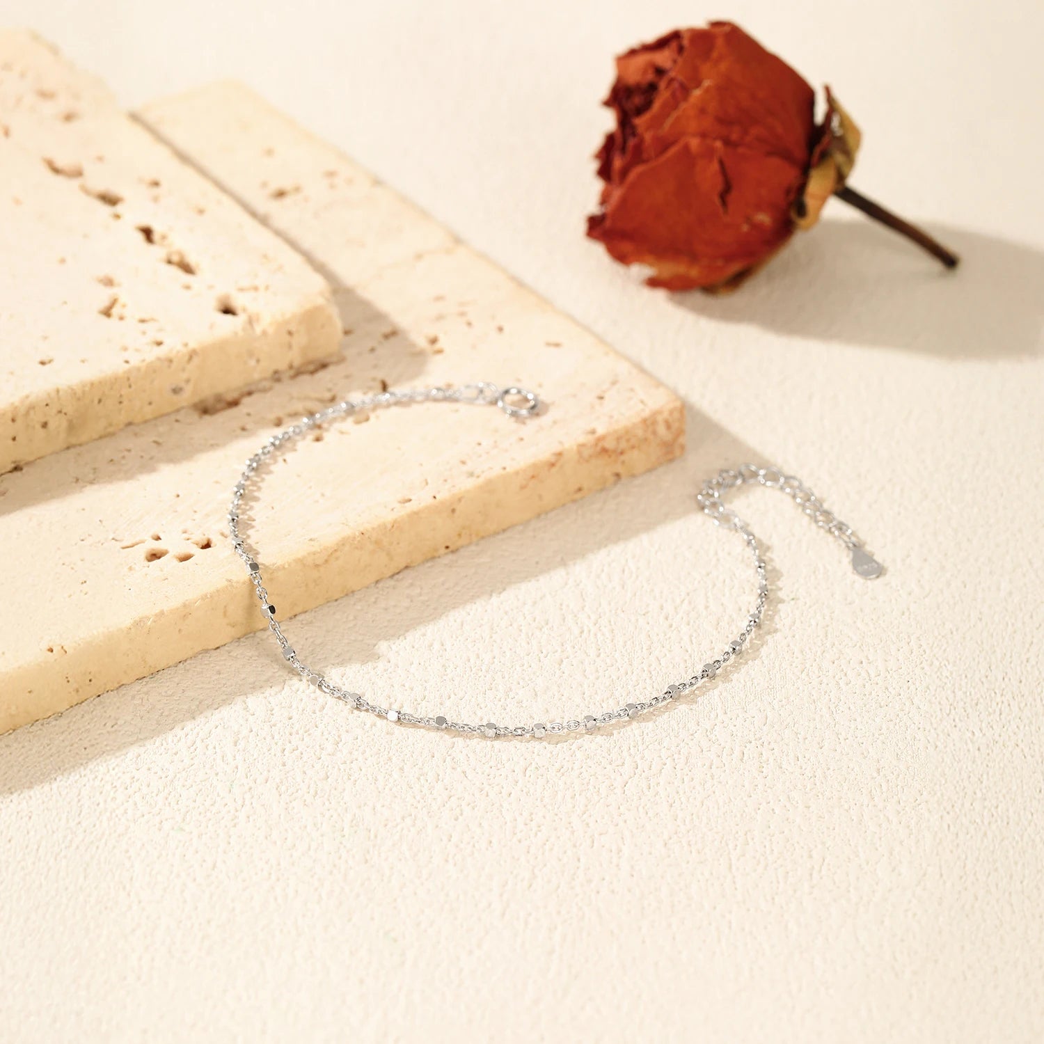 MODIAN 925 Sterling Silver Fashion Simple Geometric Beads Link Chain Charm Bracelets For Women Daily Office Fine Jewelry