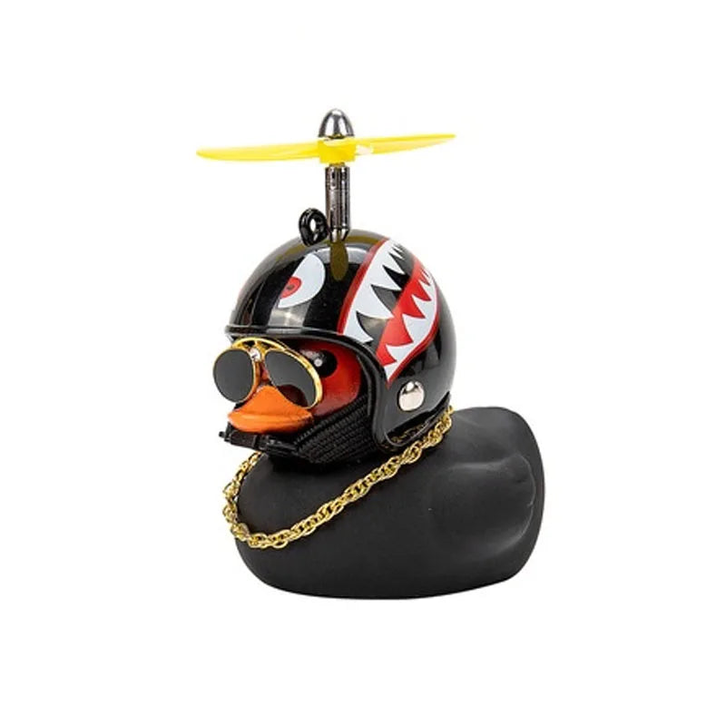 Broken Wind Rubber Duck With Helmet Pendant Black/Yellow Duck Road Bike Motor Helmet Riding Bicycle Accessories Car Decoration - Madeinsea©