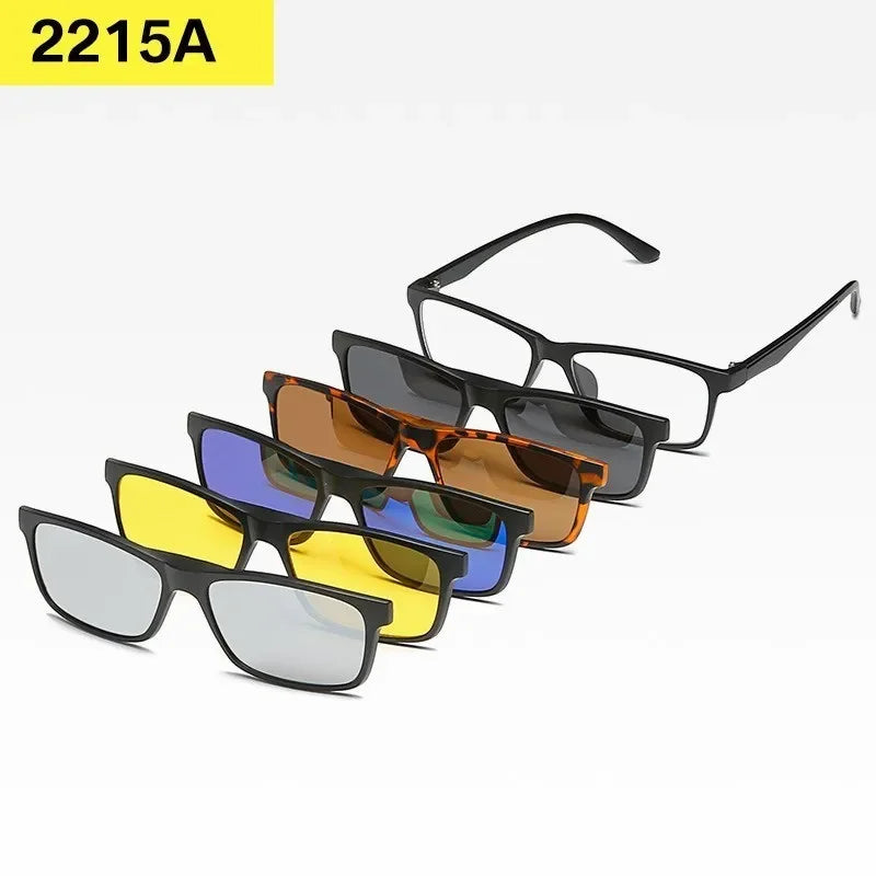 6 In 1 Custom Men Women Polarized Optical Magnetic Sunglasses Clip Magnet Clip on Sunglasses Polarized Clip on Sun Glasses Frame
