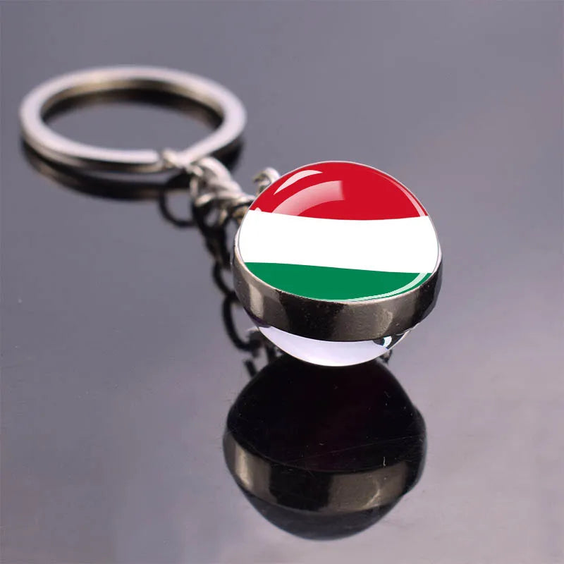 Europe Countries Flag Glass Ball Keychain Russia France Spain UK Italy Poland Ukraine Flag Keyring Travel Gift