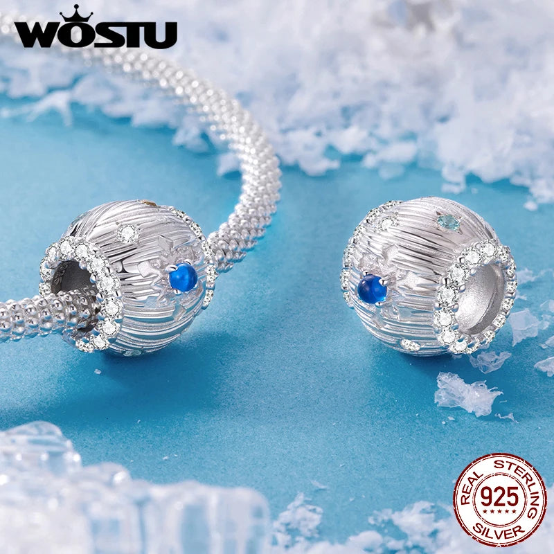 WOSTU 925 Sterling Silver Medusa Head Charm Snake Beads Rainbow Crystal Pendant  for Bracelet Making Unique DIY Gift