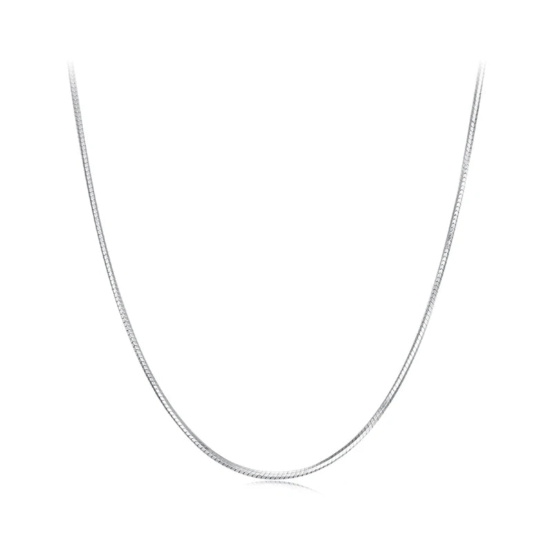 BAMOER Solid Gold Over 925 Sterling Silver Chain Necklace for Women Girls, Stackable Round Snake Chain For Daily DIY Pairing