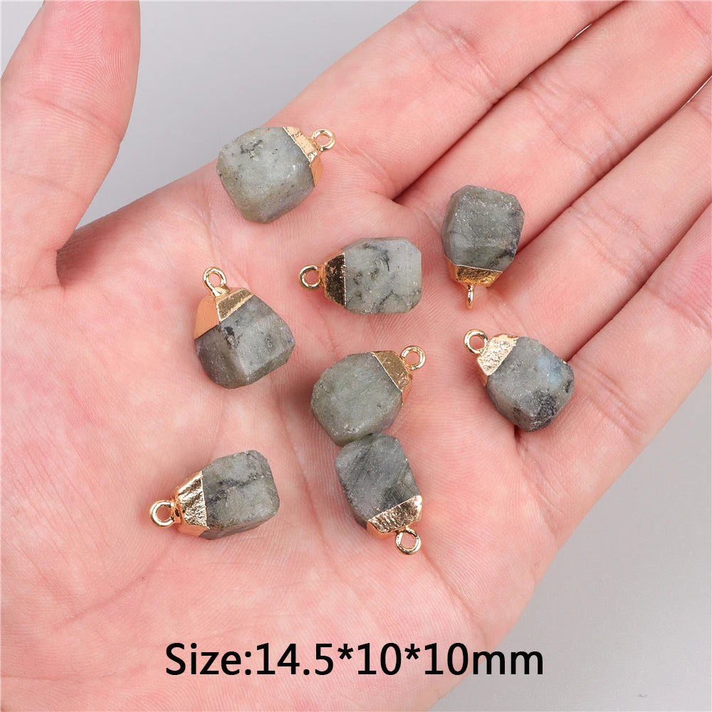 5pcs Natural Rough Stone Pendant Irregular Shape Healing Amethysts Labradorite Agat Quartz Pendants For DIY Handmade Necklace