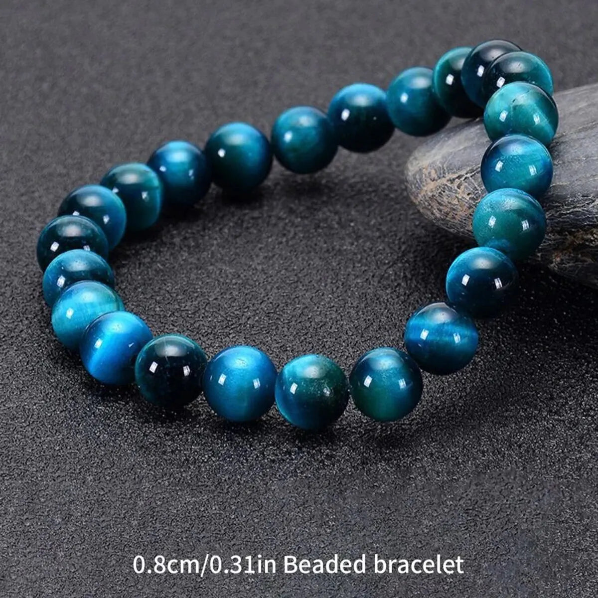1Pc 6/8/10mm Minimalist Blue Tiger Eye Stone Beaded Bracelet Natural Stone Round Beads Bracelet For Daily Decoration