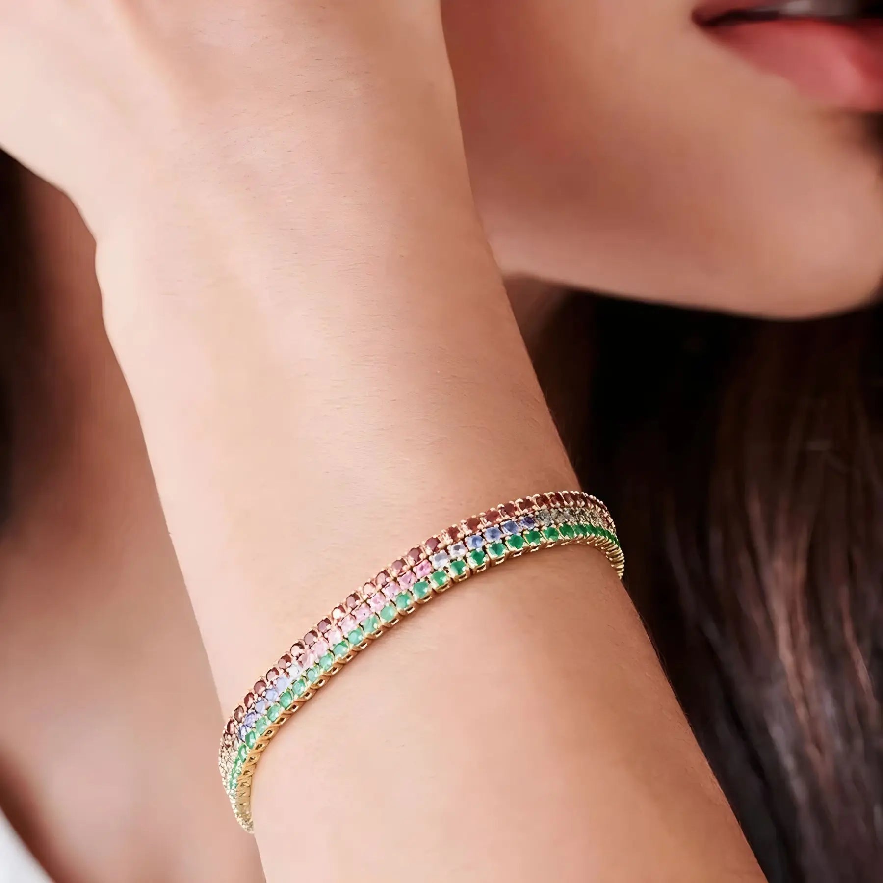 11PCS Fashion Shining Bracelet Stack Exquisite Rhinestone Elasticity Bracelet