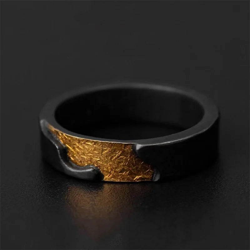 Delicate High Grade Sunshine Lines Ring Male Jewelry Adjustable Romantic Black Gold Collision Trendy Finger Ring Accessories