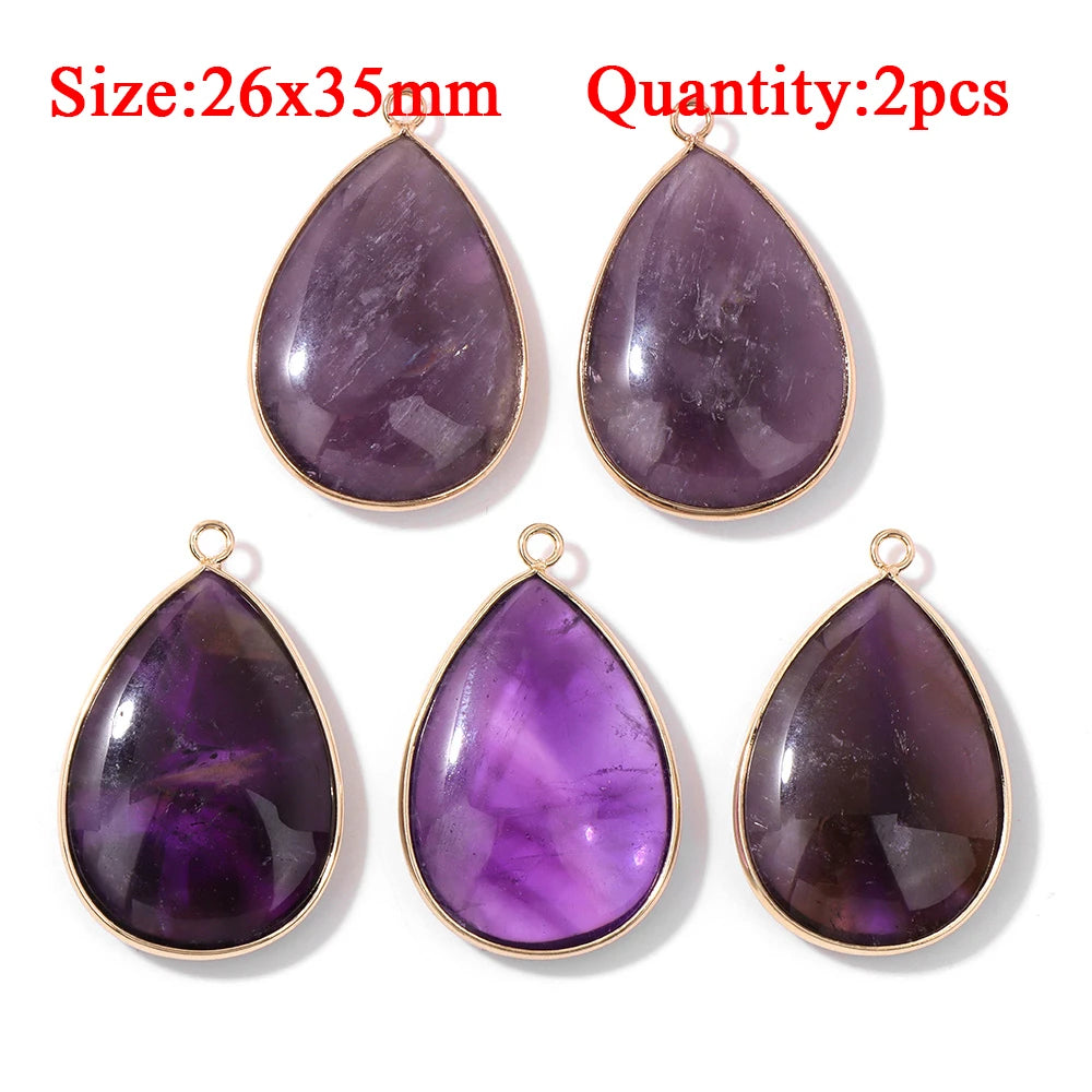 Wholesale Natural Amethyst Pendant Connector Reiki Hexagon Sun Bag Sun Stone Charm For Handmade Women Necklace Bracelet Jewelry