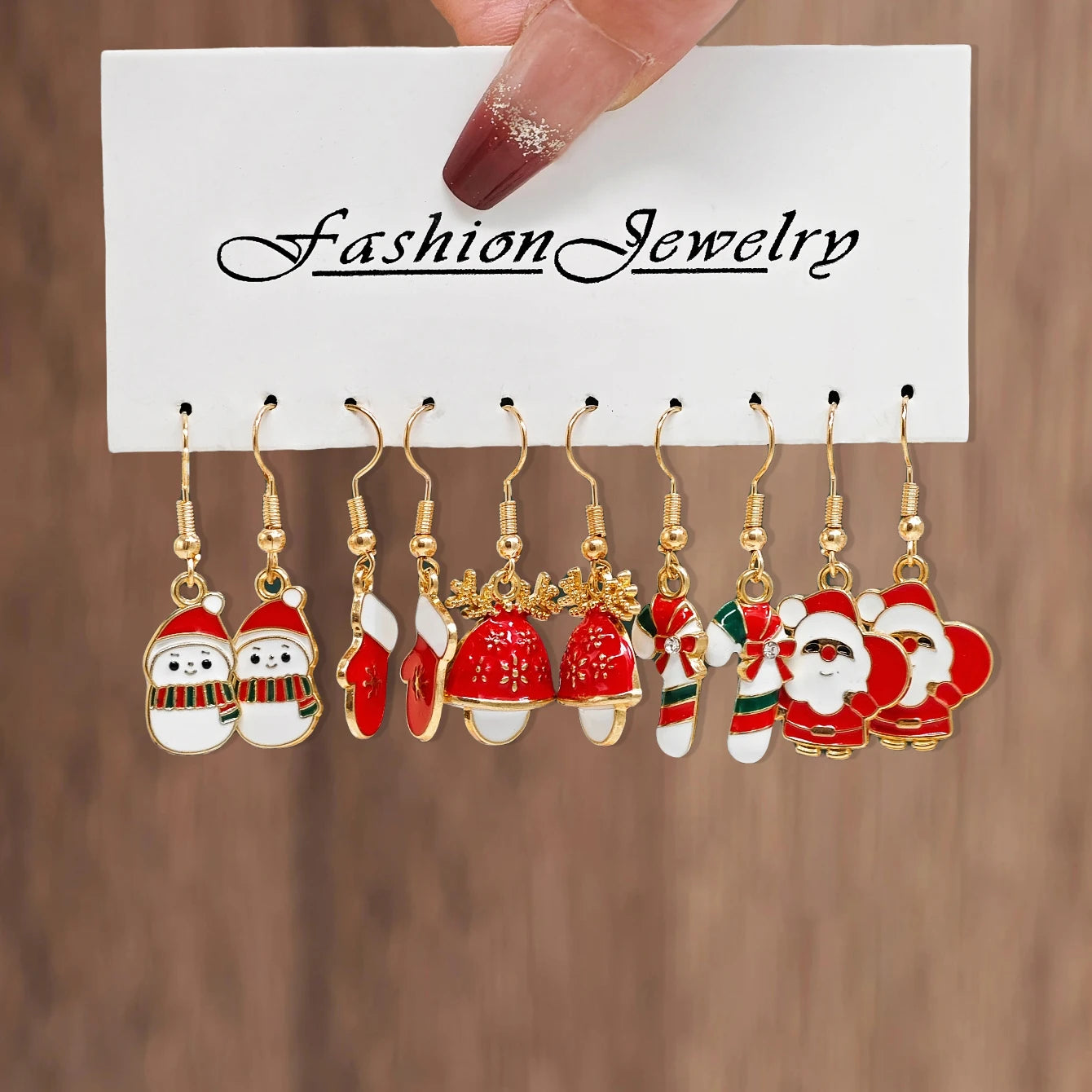 Cross border New Halloween Christmas Holiday Party Series Metal Oil Drop Earrings Set Cute Santa Gingerbread Man Pumpkin Head Ba