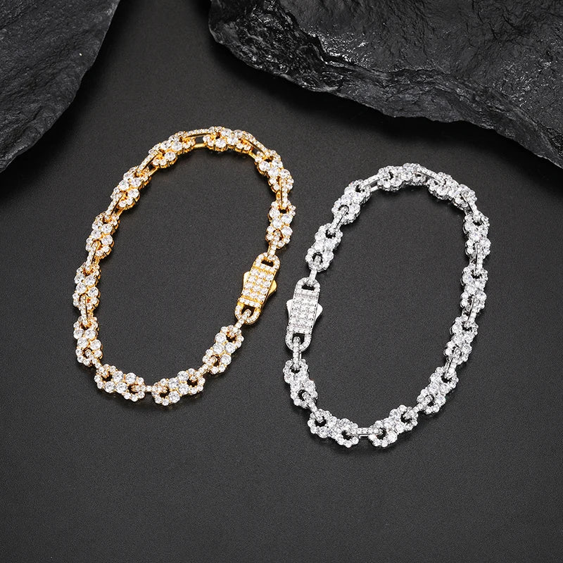 Bracelet unisexe TUHE 8 mots en moissanite serti de pierres, style hip-hop