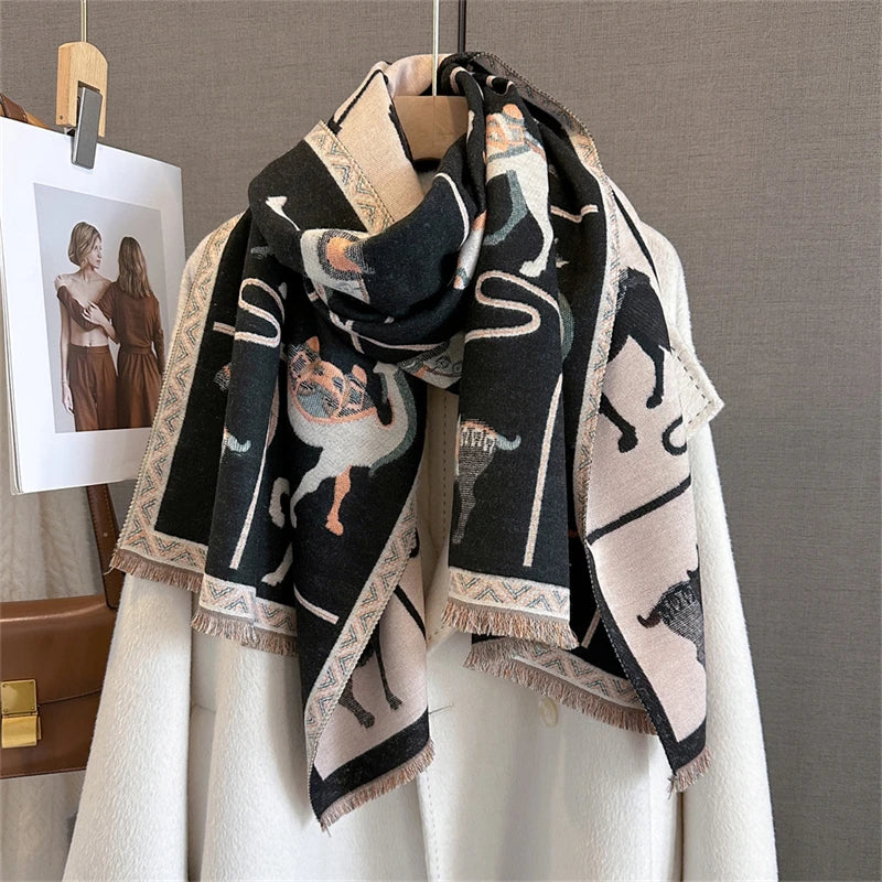 Cashmere Scarf for Women Thick Warm Winter Blanket Brand Female Luxury Quality Shawl Wrap Bufanda 2024 Poncho Echarpe Pashmina - Madeinsea©