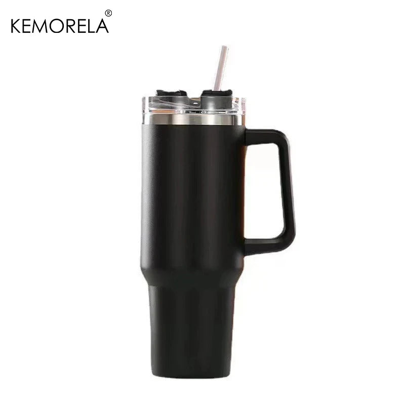 1200ML 304 Stainless Steel Insulated Water Bottle Hot Coffee Car Cup Hot And Cold Mug Thermos Bottle With Handle Straw Sports Av - Madeinsea©