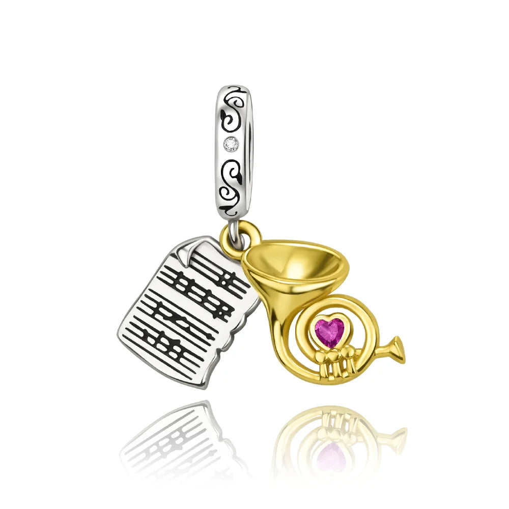 925 Sterling Silver Musical Instrument Charms Beads Piano Guitar Earphone Pendants Earrings Fit Bracelet DIY Fine Jewelry Gift