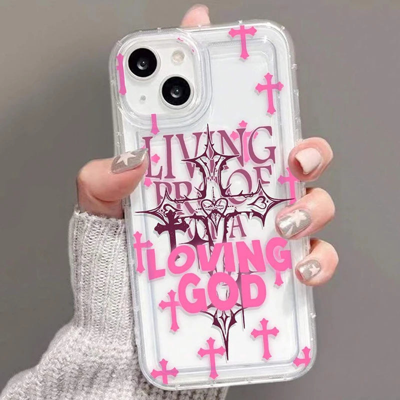 Pink Punk Style Cross Flower Print Clear Case for Xiaomi Mi 11 12 Lite 5G 12X 12 13 13T 14 Pro Poco X6 X3 F5 Back Cover Caqa