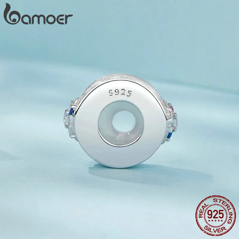 BAMOER 925 Sterling Silber Sternenstopper-Charm mit Silikon für Original-Armband oder Armreif, Schmuckherstellung, Anhänger SCC2858