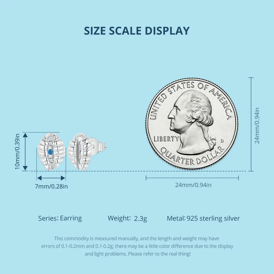 Boucles d'oreilles à tige en argent sterling 100 % 925 BISAER pour fête sur la plage, boucles d'oreilles en zircon bleu plaqué or blanc pour femmes, bijoux fins