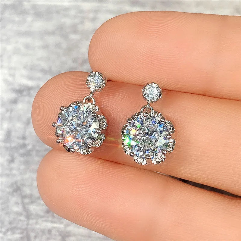Earrings Stud for Women S925 Sterling Silver Moissanite Wedding Engagement Promise Bridal Elegant Party Jewelry for Girls