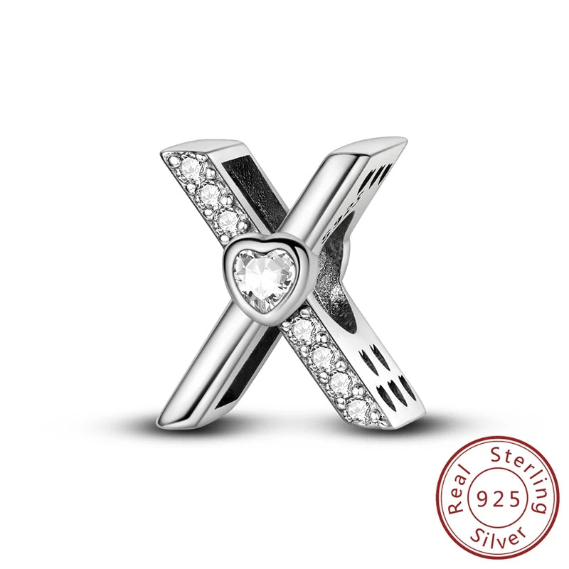New 925 Sterling Silver Charm Beads 26 Letter Alphabet A-Z Charm Fit Original Charms Bracelet DIY Birthday Jewelry Gift Making