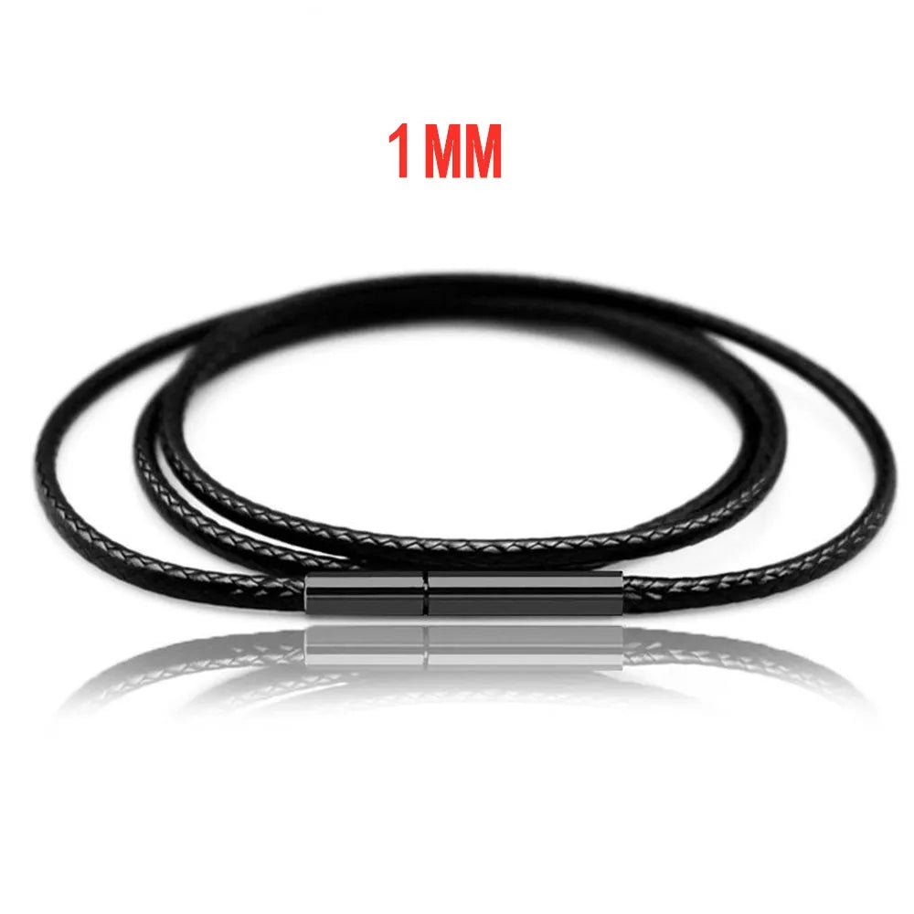 MKENDN Black Leather Chain Necklace for Diy Women Men Handmade Braid Rope Long Necklace 40/50/60/70CM Neck Pendant Chain Jewelry
