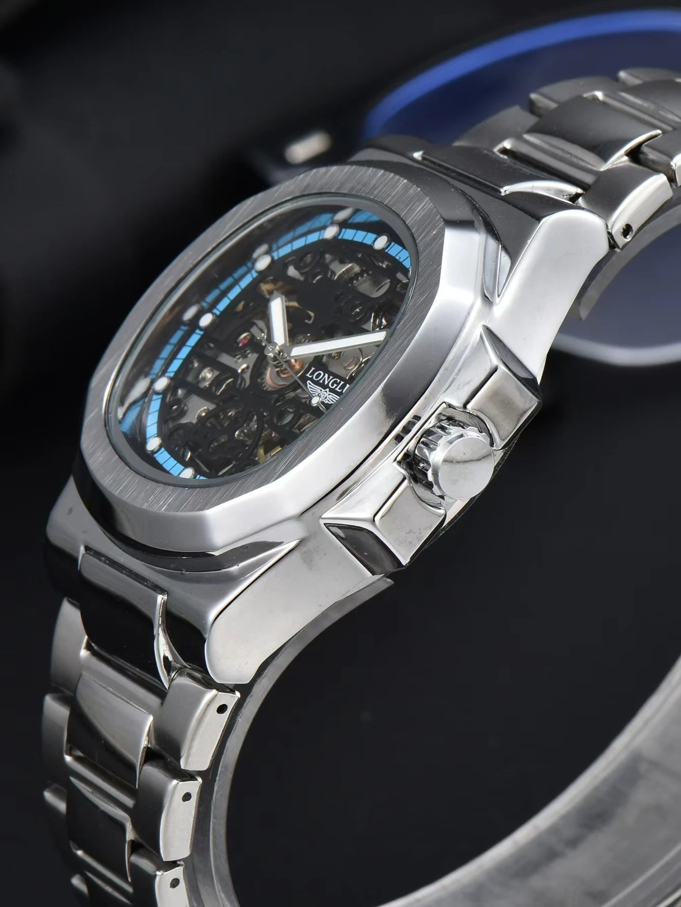 LONGLUX automatic watch wholesale mechanical watches stainless steel skeleton waterproof men's luxury watch men gift