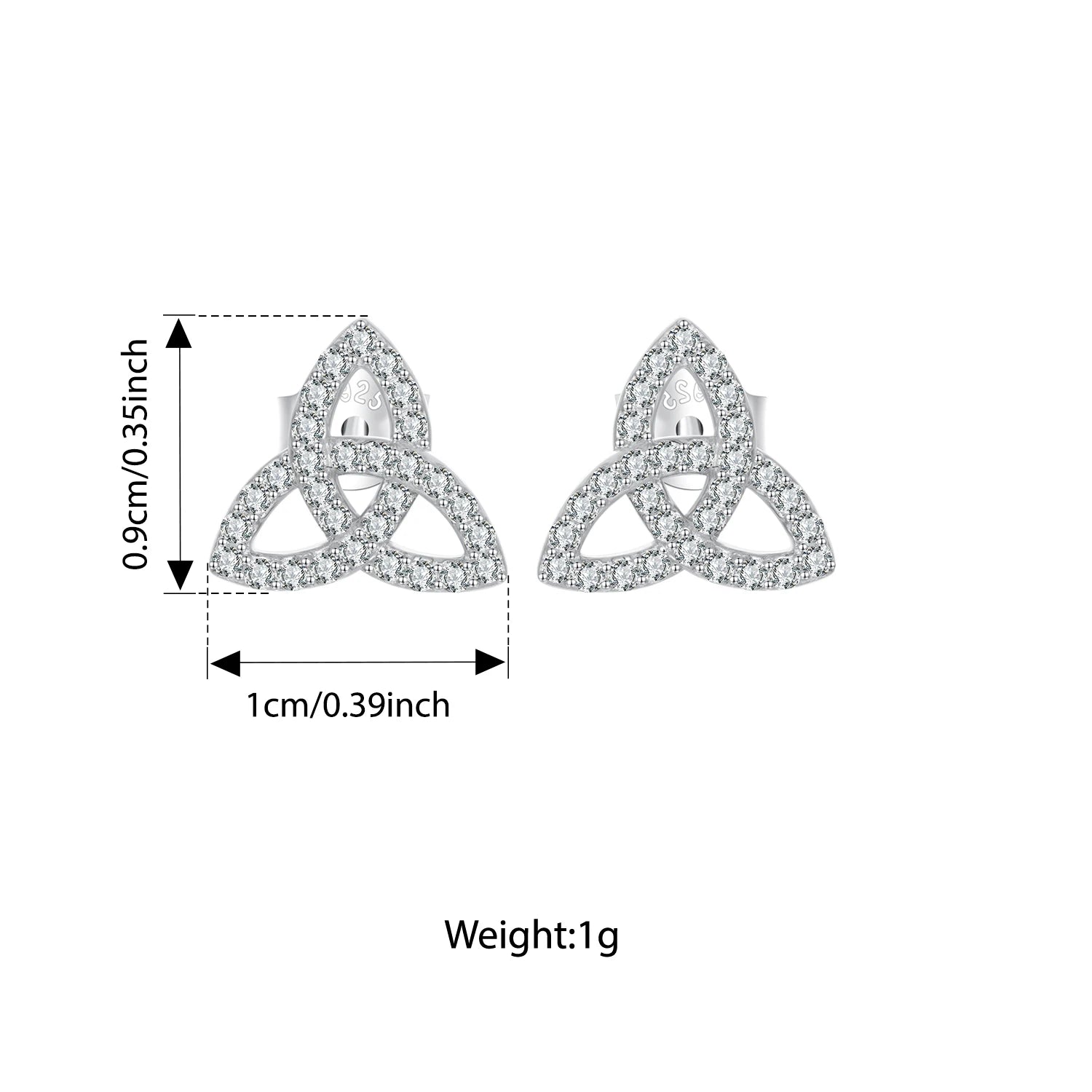 BAMOER 925 Sterling Silver Celtic Knot Stud Earrings, Full CZ Hollowed Piercing Earrings for Women Lover Xmas Promise Gift