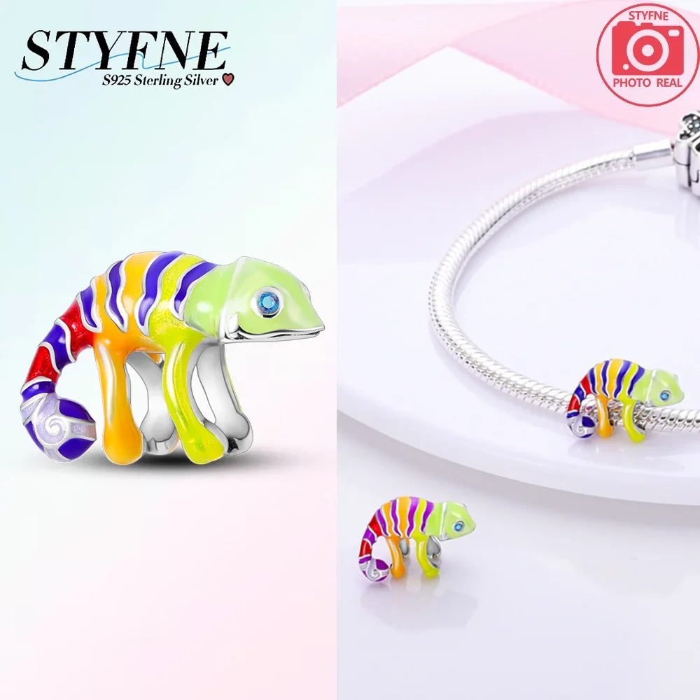 925 Sterling Silver Chameleon Luminous Firefly Butterfly Charms Beads Fit 925 Original Bracelets Fine DIY Jewelry Making