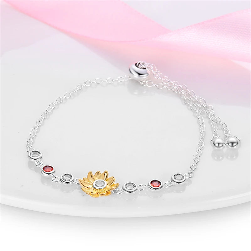 Trendy Bracelet For Women 925 Silver Sparkling Lucky Infinite Symbol Sakura Sunflower Butterfly Pendant Bracelet Wedding Jewelry