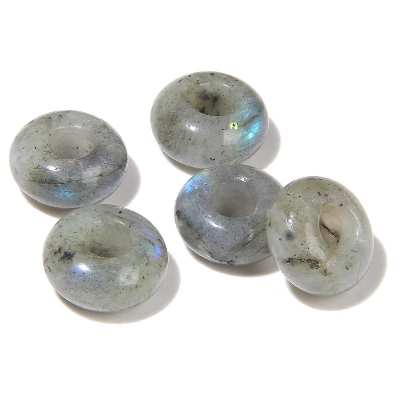 5PCS Natural Big Hole Round Abacus Bead 14mm Opal Tiger Eye Jade Hollow Stone Pendant For Jewelry Making Necklace Earrings DIY