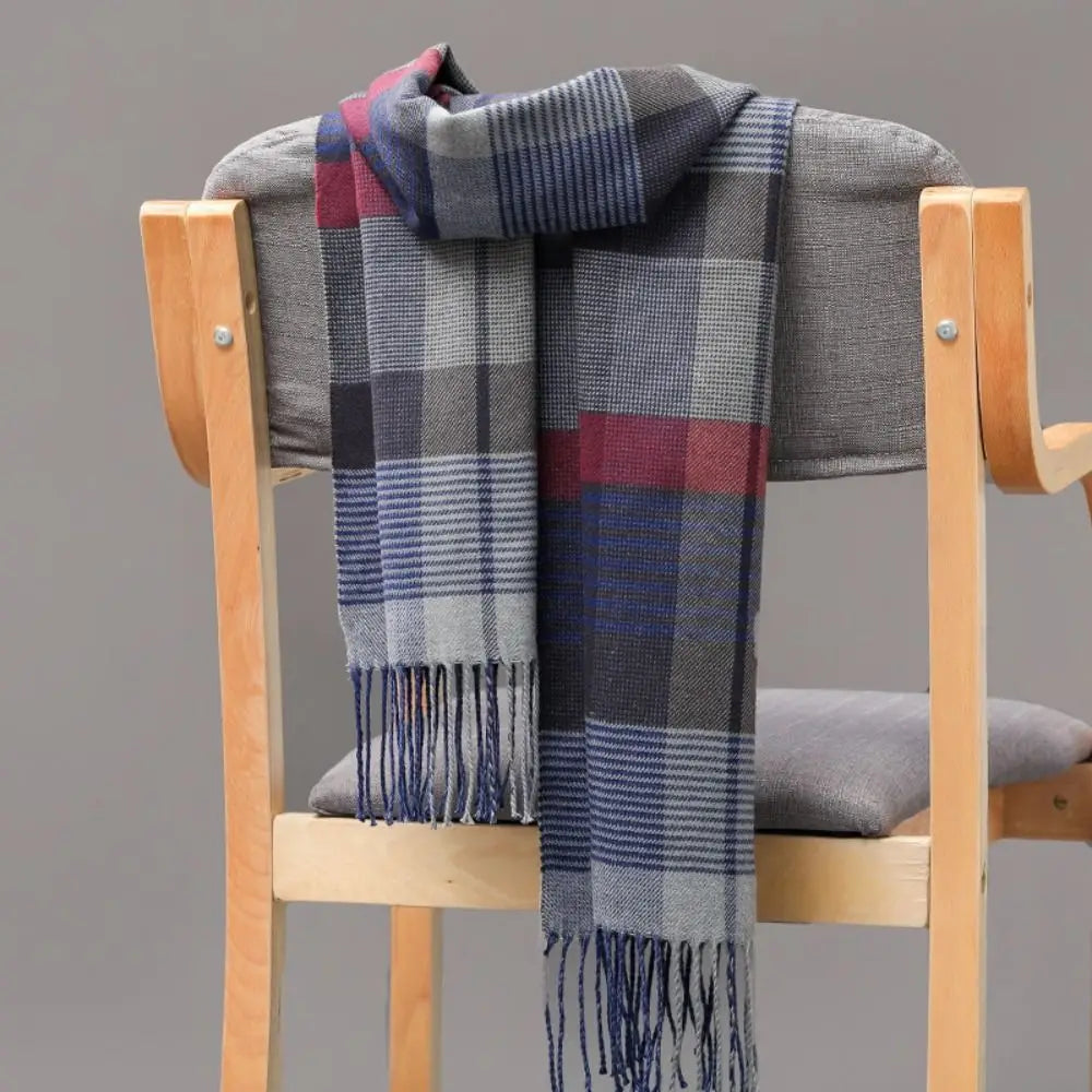 Winter Thick Warm Men's Scarf Cashmere Plaid Fringed Tassels Business Long Scarf Soft British Style Camping Hiking Scarf Shawl - Madeinsea©