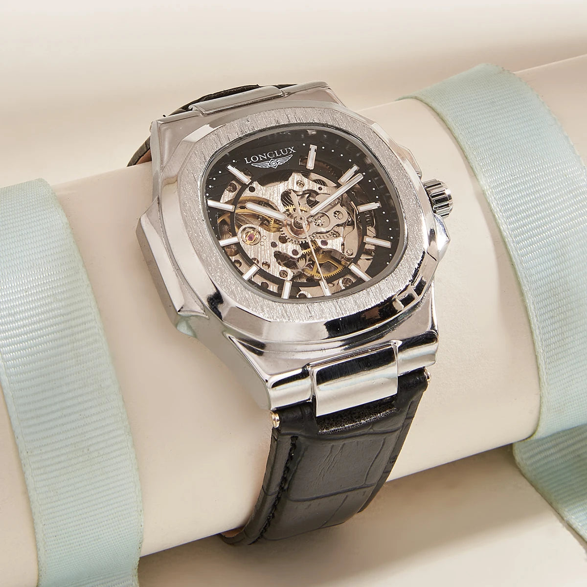 LONGLUX automatic mechanical watch outdoors simple luxury watches waterproof cheap wholesale skeleton leather mens watch gift - Madeinsea©